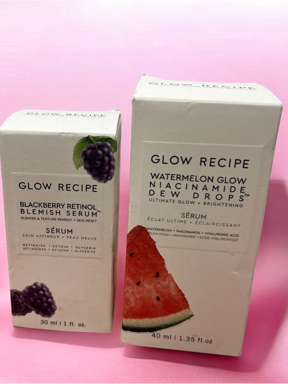 Glow Recipe Serum Duo – Watermelon Glow Niacinamide Dew Drops + Blackberry Retin